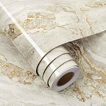 Gold Foil Marble Vinyl Sticker: Waterproof Peel & Stick Countertop Film for Cabinet & Kitchen
