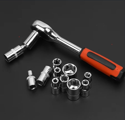 53-Piece Car & Bike Socket Tool Set – 1/4" Ratchet Wrench Kit with Toolbox for Auto Repair