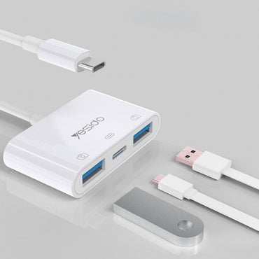 YESIDO GS17 3 In 1 Type C Otg Adapter Connector Usb Fast Charger Splitter Female To Male Converter Cable