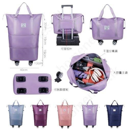 Large Capacity Foldable Travel Bag with Detachable Wheels