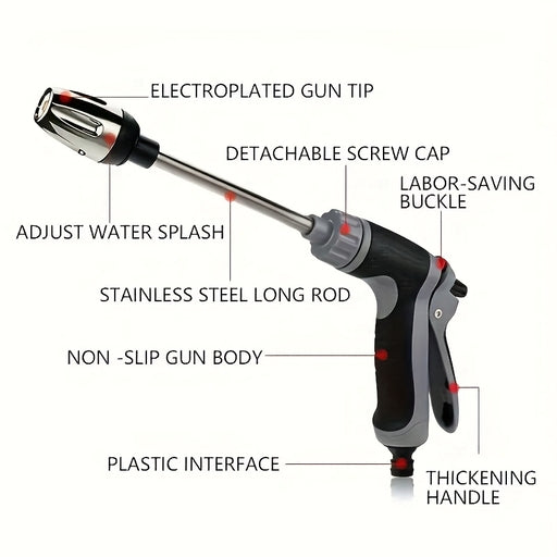 High-Pressure Wash and Garden Water Gun with Foam Cannon - Long Handle Sprayer for Washing, Cleaning