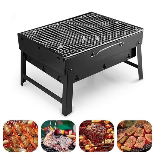 Portable Folding Small BBQ Grill with Charcoal Smoker , Stainless Steel Barbecue Rack