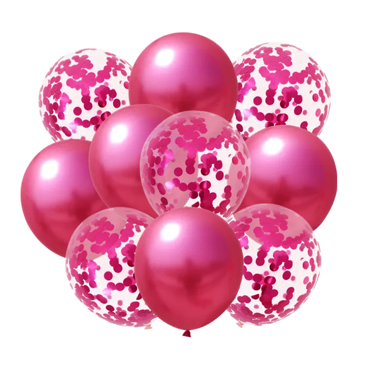 10 Pcs Foil Balloon Set with 5 Confetti & 5 Chrome Balloons Wedding Birthday Anniversary Party Decoration Metallic Latex Balloons Chrome Balloon Wedding Decorations Birthday Party Supplies Baloon