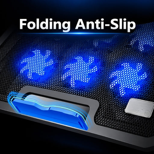 H9/P9 Laptop Cooling Pad – 6 Fans, Adjustable Stand, Dual USB Ports & LED Backlight for Notebook