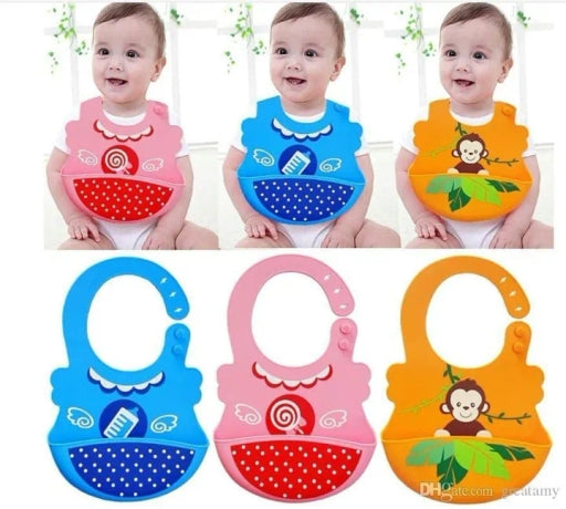Baby Bibs with Detachable Food Catcher, Better Snap Buttons, Waterproof, Washable
