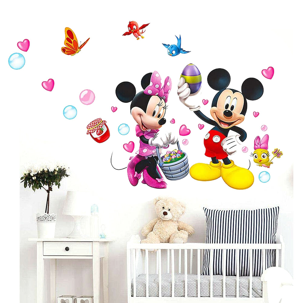Mickey Mouse Cartoon Animals Theme Kids Wall Art Decal Sticker Decoration for Living Room Nursery Baby Girl Boy Kid Children's Room Bedroom Decoration