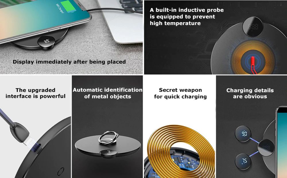 100% Genuine Baseus 15W Wireless Charging Pad Stylish Ultra Slim Qi Wireless Charger Black