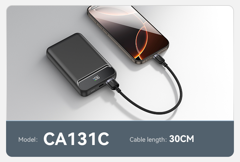 Yesido 0.3 Meter 18W Fast Charging USB to Type-C Aluminum Alloy Braided Data Cable - CA131C