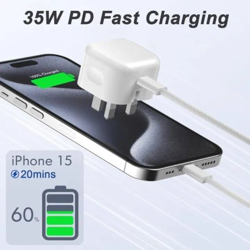 35W USB-C PD Fast Charger Adapter (UK Plug) for IPhone & Samsung