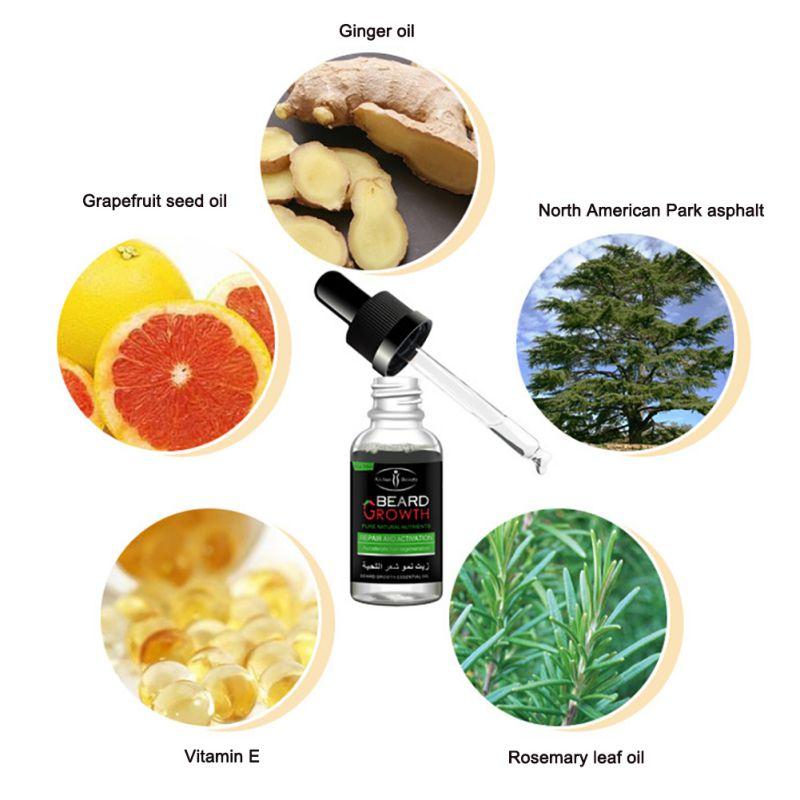 Men Liquid Beard Mustache Growth Essential Oil Fast Enhance Facial Whiskers 40ML