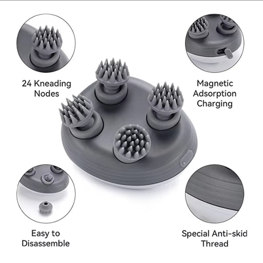 Automatic Electric Massager, 24 Kneading Nodes, Waterproof Deep Tissue Massager for Head, Scalp
