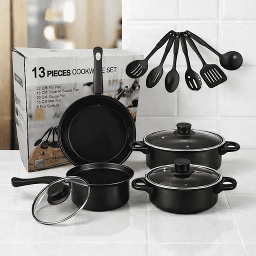Nonstick 13 Pc Cookware Set - Black