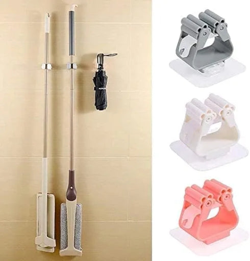 Home Storage Rack Hanging Traceless Hooks Wall Mounted Mop Organizer 1Pc