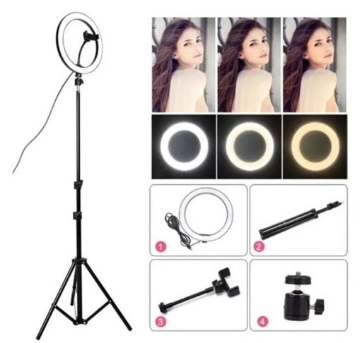 Selfie Ring Light with 7Ft Tripod Stand 10 Inch Selfie LED Light with Adjustable Phone Holder