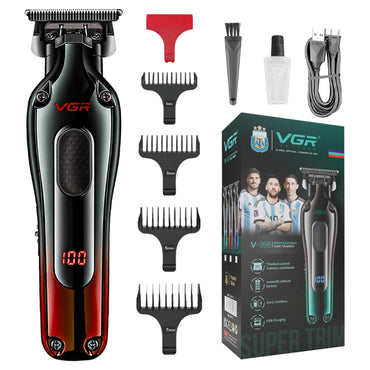VGR V-998 Professional Cord/Cordless Hair Trimmer for Men - Titanium-Coated Stainless Steel Blades, Powerful 1200mAh Lithium