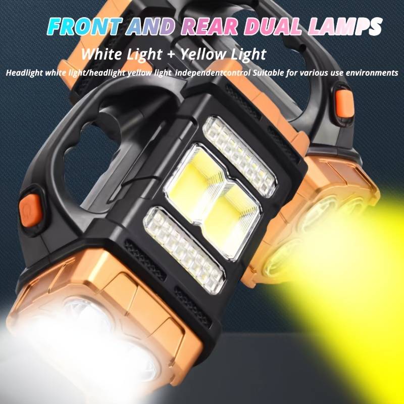 HB-2678 25W Solar LED Camping Flashlight – USB Rechargeable COB Work Light, 4 Modes, Portable Lanter