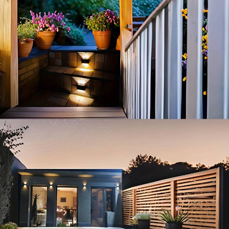 2PCS 6 LED Solar Wall Lights – Waterproof Outdoor up & Down Garden, Fence & Stair Lamps