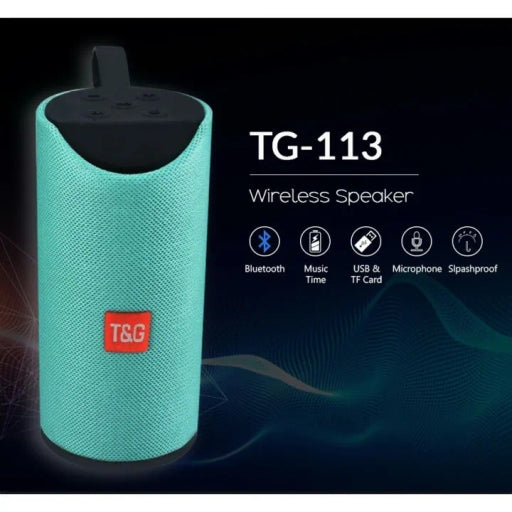 TG113 Portable Bluetooth Speaker with Enhanced Bass, Built-in Mic & Splashproof Design for Outdoor