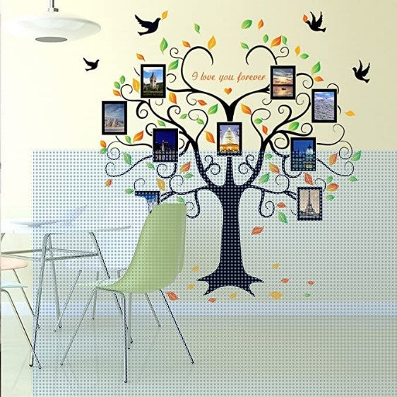 Buy More 8.0 X 5.4 Feet Family Photo Album Frame Tree Butterfly Bird sticker plants room wallpaper bedroom nursery window No Radium stars star wall stickers wall decoration flower butterfly wedding decoration birthday kids room Wall Stickers