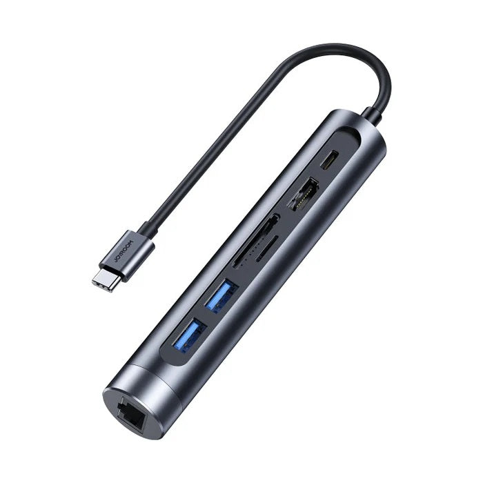 Joyroom S-H111 7 in 1 USB-C / TYPE-C to LAN + USB3.0 x 2 + SD / TF + HDMI + USB-C / Type-C Hubs Adapter