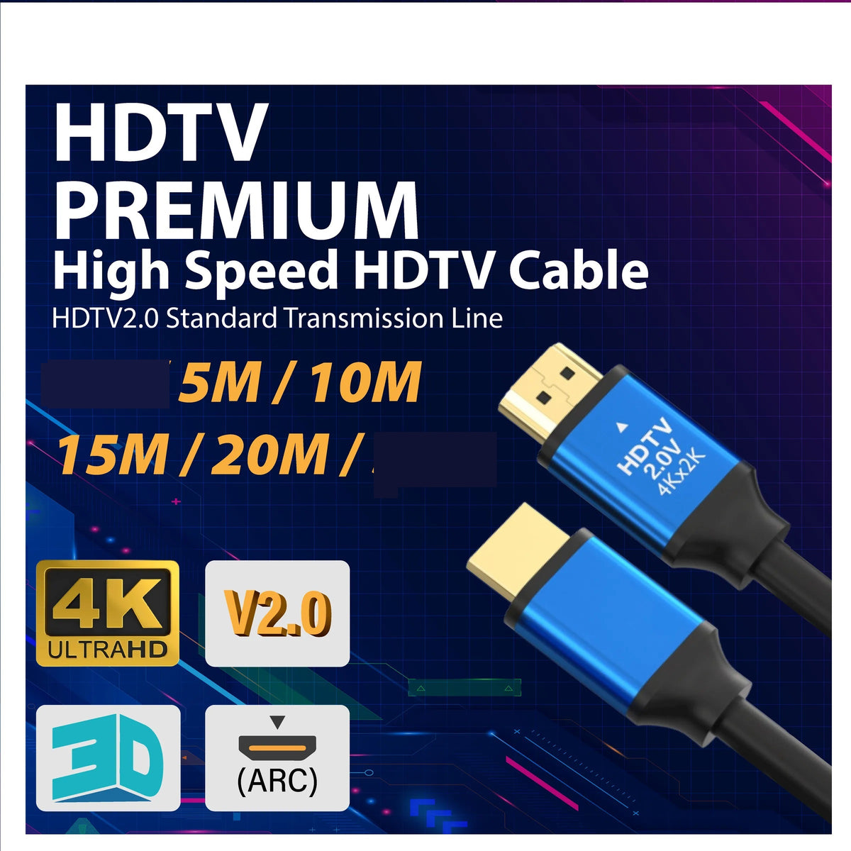 HDMI 2.0 4K High Speed HDTV HDMI Cable - 5M/10M/15M/20M/25M