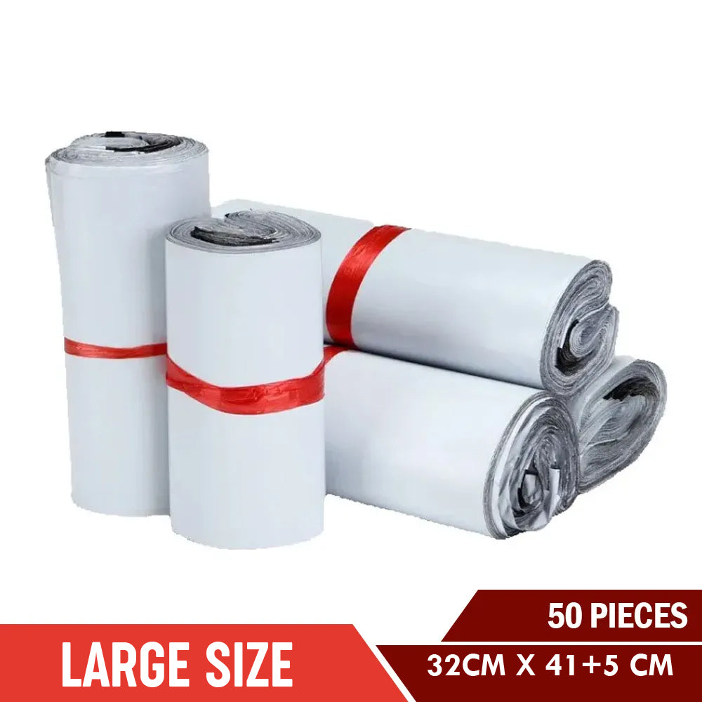 Large Size 32 cm X 41+5 cm Medium Poly Mailer White Poly Mailer Bags Bundle of 100 Bags pack and 50 Bags Pack Self-seal Adhesive bags Storage Bags Plastic Poly Envelope Maile Packs Postal Safe Mailing Bags Shipping Bags Large Size
