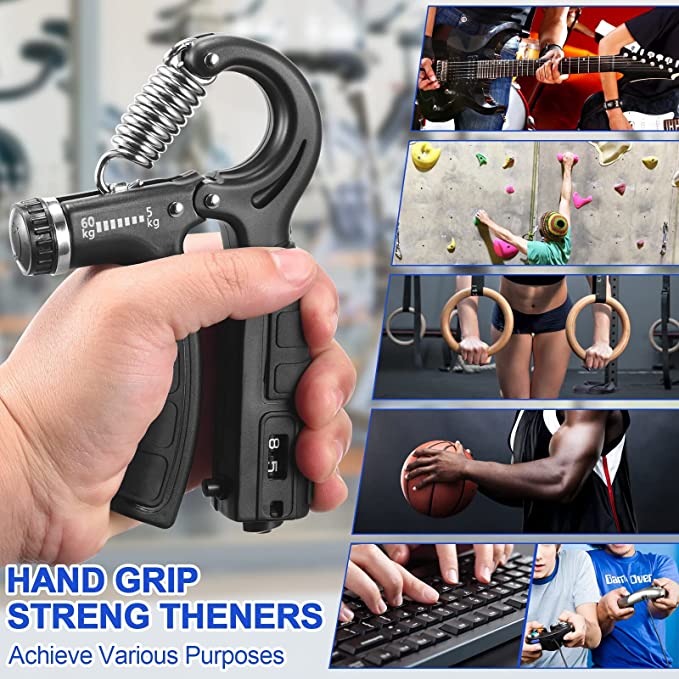 Adjustable Hand Grip Strengthener (5-60Kg) | Forearm & Finger Exerciser for Gym