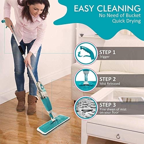 Eco-Friendly Healthy Spray Mop with Detachable Washable Microfiber Cloth and Precision Water Spray