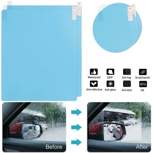 4Pcs Car Rear View Mirror Film Anti-Fog Anti-Scratch Rainproof Waterproof Clear Sticker