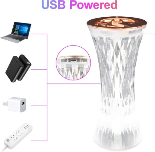 7-Color Changing Crystal Diamond Table Lamp Home Decor