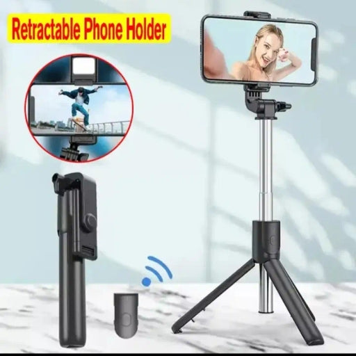 Extendable Selfie Stick Tripod with Fill Light, Wireless Remote & Phone Holder