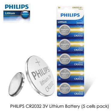 100% Original Philips CR2032 Lithium Battery 5 Pcs Pack