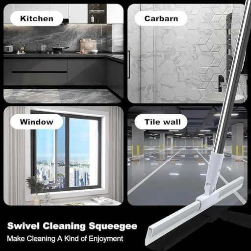 Multifunctional Wiper with Long Handle Adjustable and Silicone Strips Floor Cleaning Broom