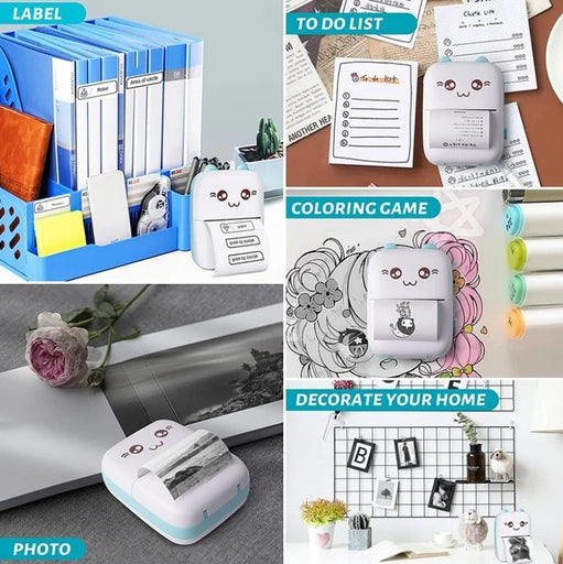 Portable Thermal Printer MINI Wirelessly Photo Label Memo Wrong Question Printing with USB Cable