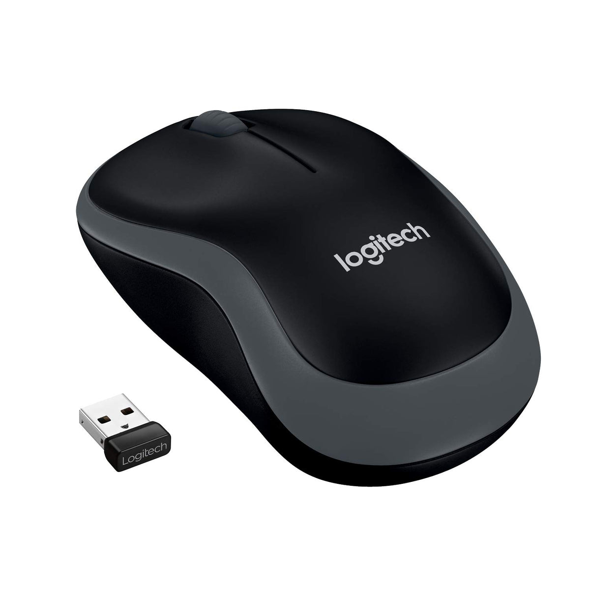 Logitech M185 Wireless Mouse USB for PC Windows, Linux, Grey And Black with Ambidextrous Design