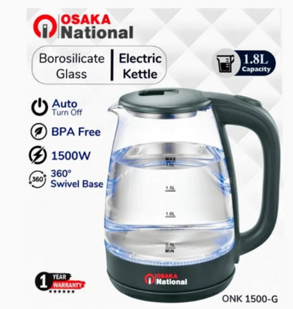Colourful Electric Glass Kettle 1.8 Ltrs