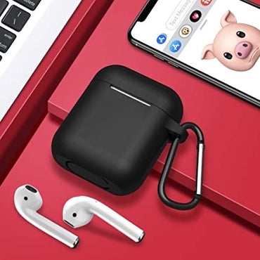 Silicone AirPods Accessories Case with Hook, Full Protective Cover Compatible with Both Wired