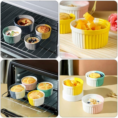 6 Pcs Ceramic Baking Oven Bowl for Muffins Cupcake Desserts Crunchy Snacks Dessert Baking Bowl
