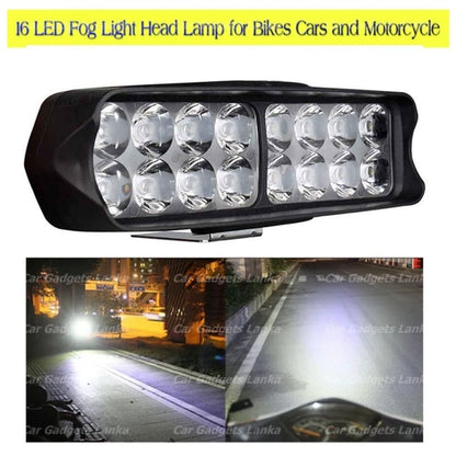 16 LED 12V Vehicle Spot Light – Waterproof Fog Light for Car, Bike, Van & Tuk, High Brightness Front