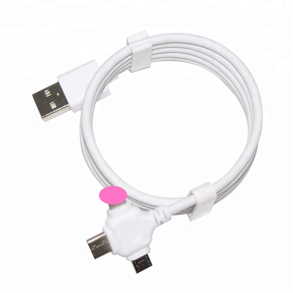 High Quality Fast Charging 3 in 1 Charger Cable For IOS Micro USB & Type C - White