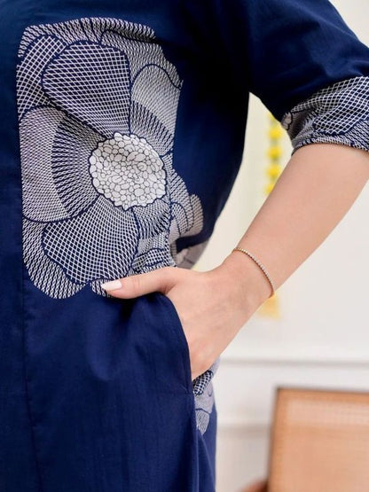 Women Floral Printed Regular Chanderi Cotton Kurta with Palazzos