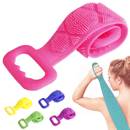 Silicone Back Scrubber Bath Shower Silicone Body Massage Brush Silicone Bath Towel Exfoliating Body Brush Belt Cleaning Shower Strap / Double-Sided Washing Towel Scrubber