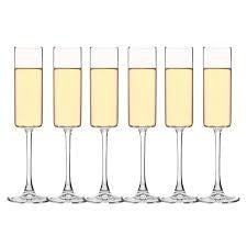 Premium Crystal Clear Champagne Glasses, Set of 6 Pieces for Home Bar, Wedding, Restaurant