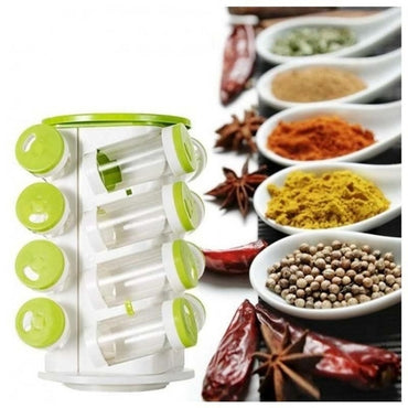 Prime Trueware Plastic Spice Rack, 16-in-1 Organizer with Cutlery Holder, Safe BPA-Free Plastic