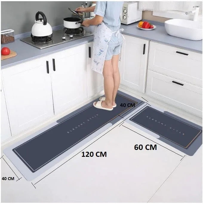 2-In-1 Kitchen Floor Mat "Sweet Home" Embossed | Non-Slip Oil & Water Absorbent Doormat