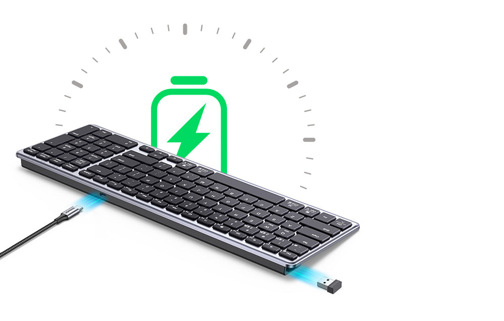 UGREEN 75163 Wireless 2.4G+ Bluetooth Membrane Rechargeable Keyboard