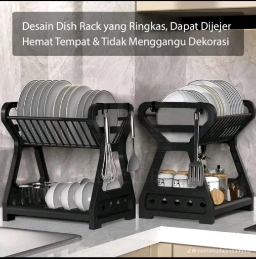 Dish Drying Rack Dish Rack Double-Layer Kitchen Dish Bowl Draining Storage Rack
