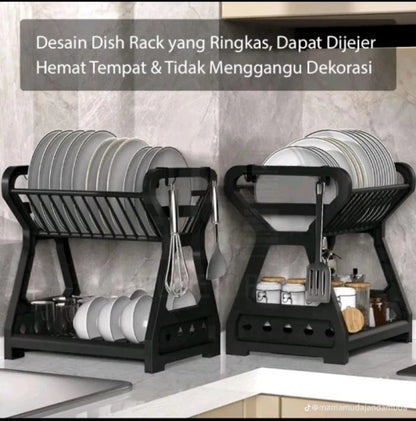 Dish Drying Rack Dish Rack Double-Layer Kitchen Dish Bowl Draining Storage Rack