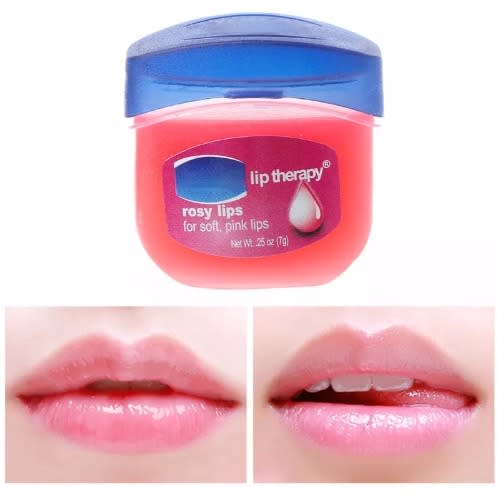Vaseline Rosy Lips Lip Therapy Pure Petroleum Jelly Balm 0.25Oz for Dry Lips