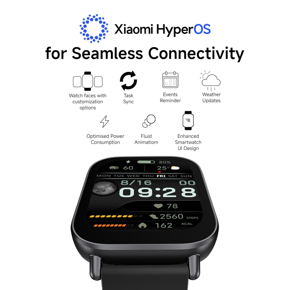 Redmi Watch 5 Active BT Calling with 3 mic ENC|2" HD Screen|HyperOS connectivity|Metal body|18 days of Battery Life|200+ Watch Faces|IPX8 rating|140+ Sports Modes|Heart Rate,Period Cycle Monitor